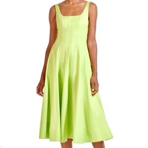 NWT Staud Wells Midi Dress Lime sz4